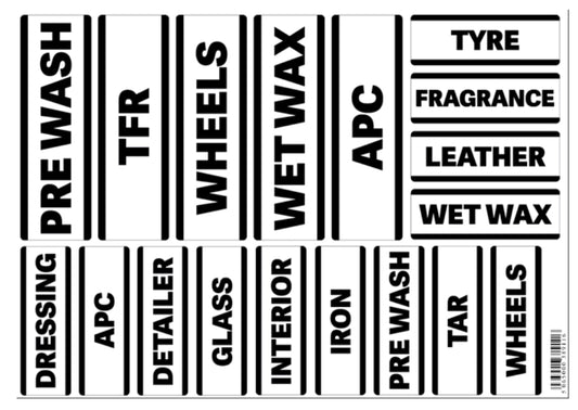 Juego de pegatinas para identificar botellas pulverizadoras