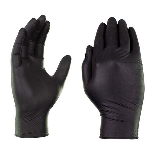 Guantes de nitrilo negros Hygisun (caja de 100 unidades, tamaño pequeño)