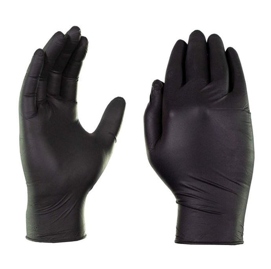 Guantes de nitrilo negros de higiene profesional (100 unidades, tamaño grande)
