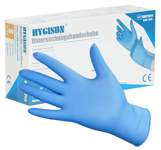 Guantes de nitrilo negros Hygisun (caja de 100 unidades, medianos)