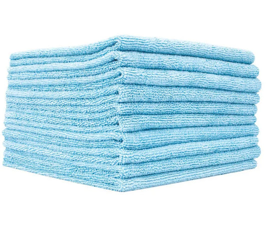 Paños de microfibra Edgeless 300 de The Rag Company (azules), paquete de 10