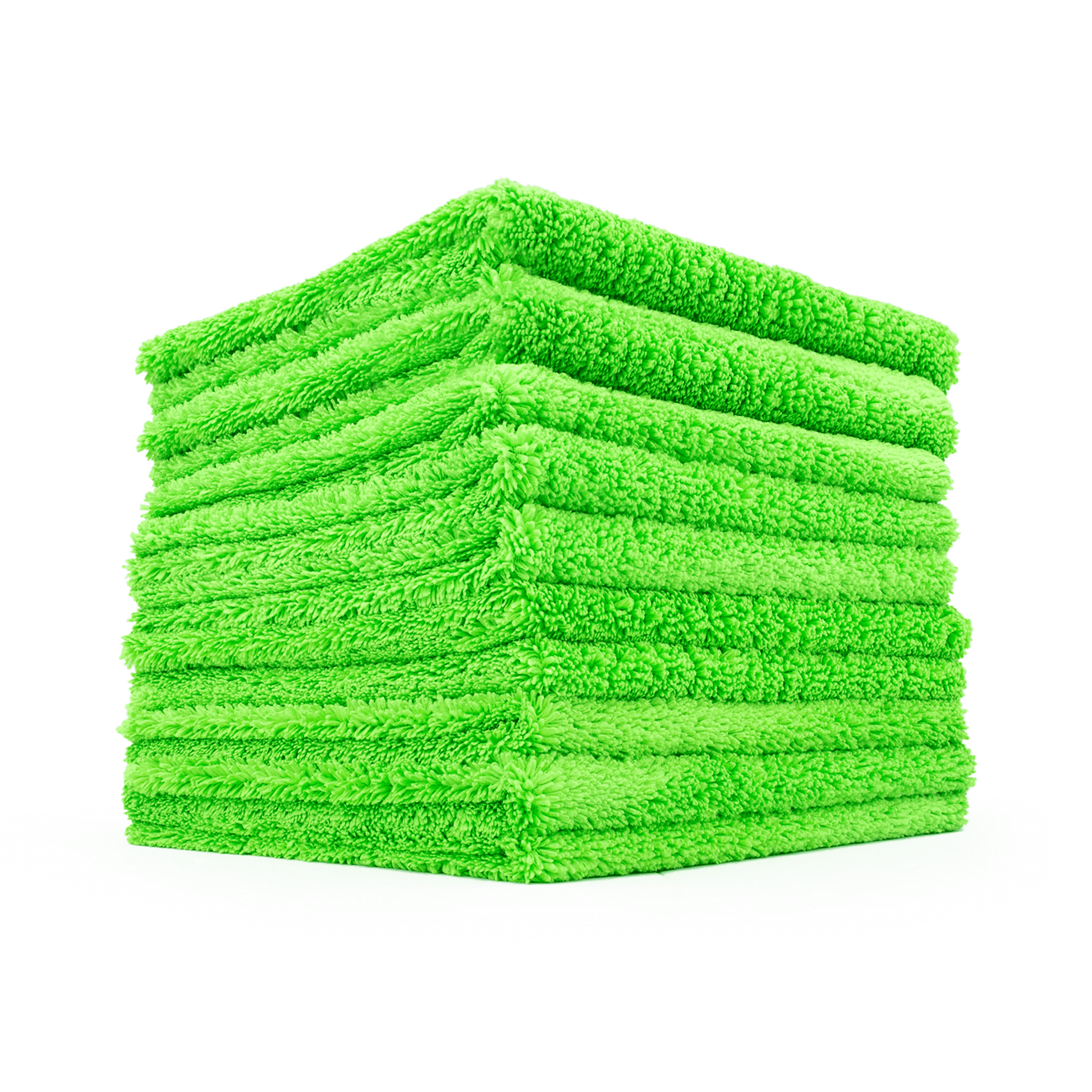 Toalla de microfibra sin bordes Creature de The Rag Company - Paquete de 10 (verde lima)