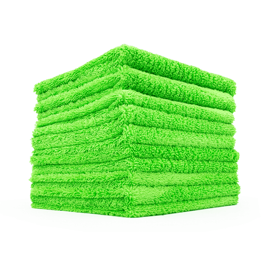 Toalla de microfibra sin bordes Creature de The Rag Company - Paquete de 10 (verde lima)