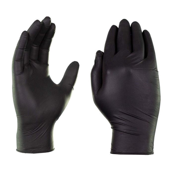 Guantes de nitrilo negros de higiene profesional (100 unidades, tamaño grande)