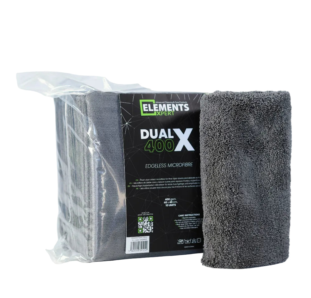 Elements Xpert DUAL X 400 | Grey | 400gsm Dual Pile Microfibre | 10 Pack