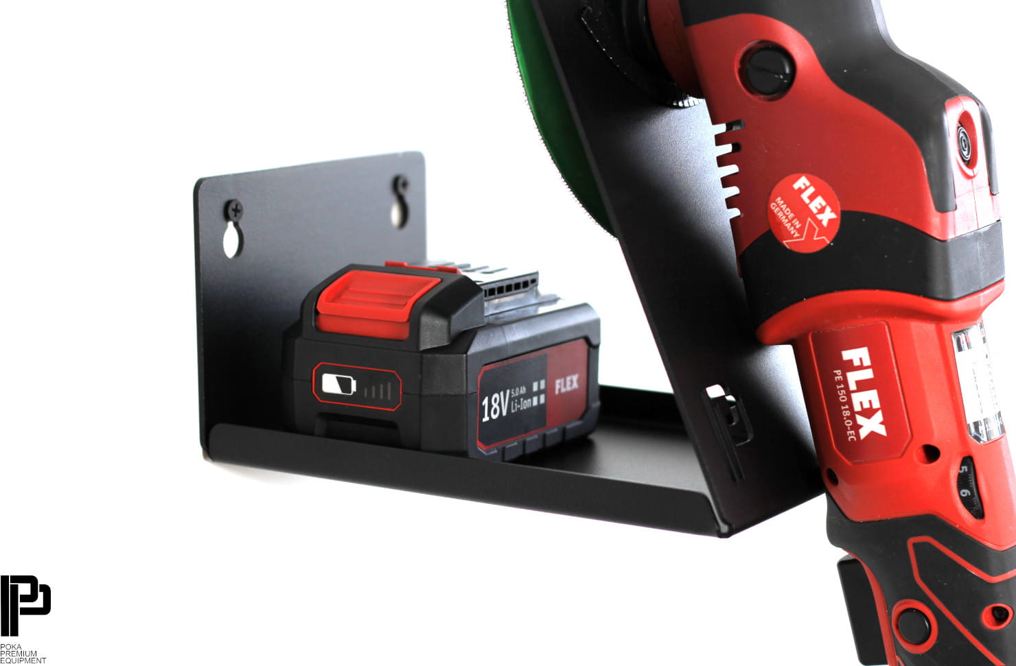 Poka Premium Hanger for one polishing machine with a shelf for batteries