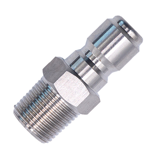 Adaptador de acero inoxidable de conector macho de 3/8 pulg. a conector de conexión rápida de 3/8 pulg.