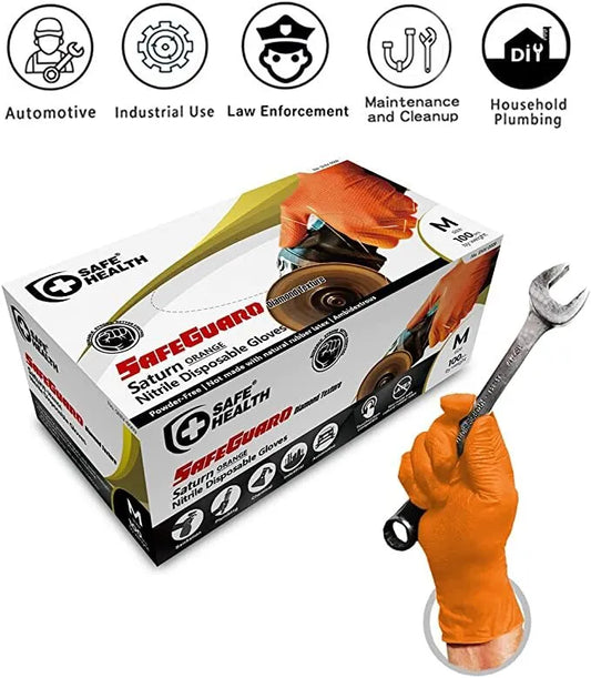 Caja de 100 guantes con agarre naranja SafeGuard