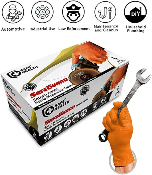 Caja de 100 guantes con agarre naranja SafeGuard